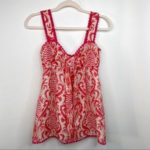 🎉Host Pick🎉 KATE SPADE Silk Babydoll Pineapple Print Top Pink